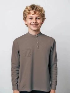 Рубашка-косоворотка подростковая светло-коричневая
