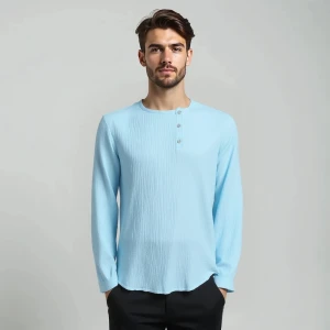 Рубашка-косоворотка из муслина «Голубая» в русском стиле